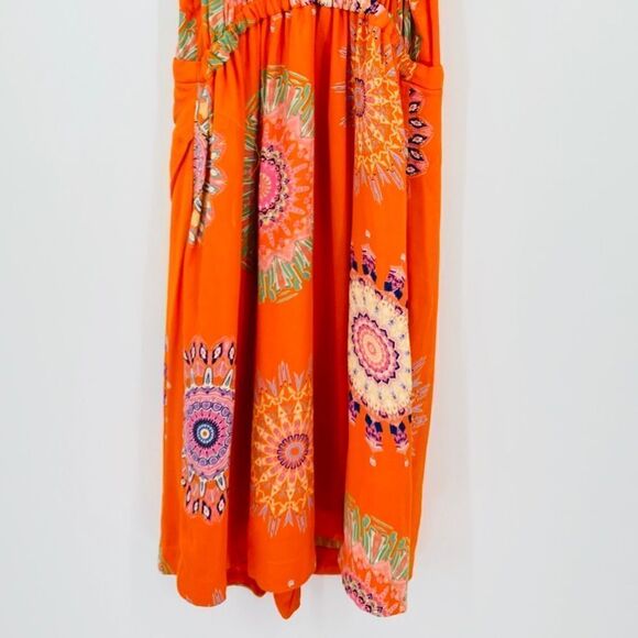 Anthropologie Halter Dress Small 6 orange paisley - Picture 5 of 11
